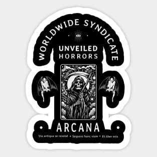 Worldwide Syndicate T-Shirt: Grim Reaper Tarot Card - Occult Arcana Tee Sticker